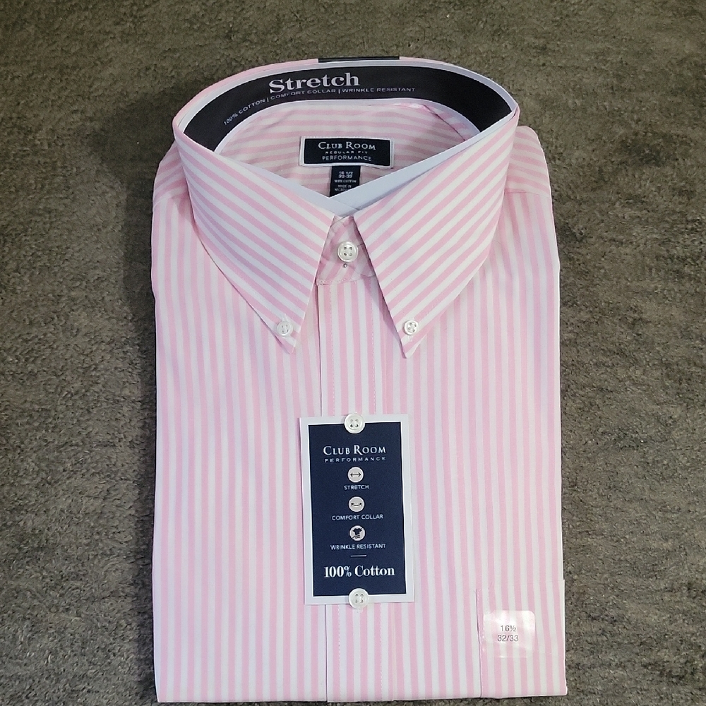 Club Room Pink Dress Shirt Elegant Cotton Blend